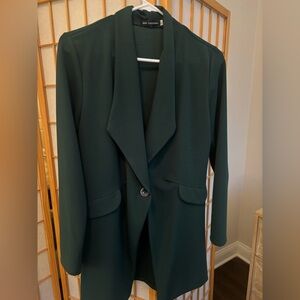 Dark Green Long Blazer Jacket